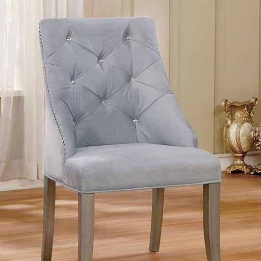DIOCLES Silver/Light Gray Side Chair (2/CTN) - Inland Furniture (San Bernardino, CA)