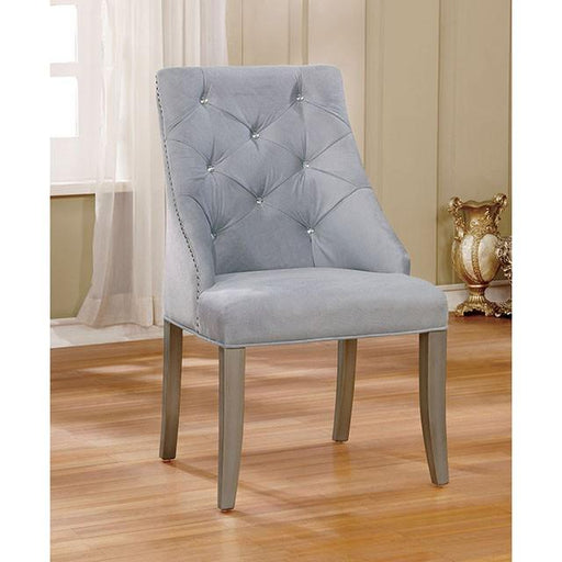 DIOCLES Silver/Light Gray Side Chair (2/CTN) - Inland Furniture (San Bernardino, CA)