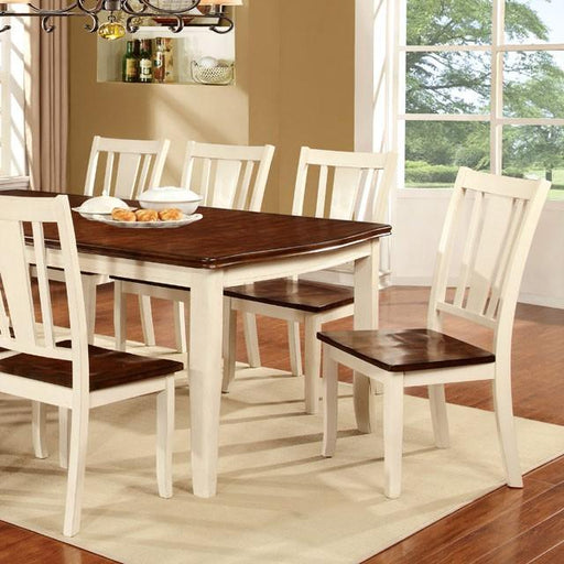 DOVER Vintage White/Cherry Dining Table w/ 18" Leaf - Inland Furniture (San Bernardino, CA)