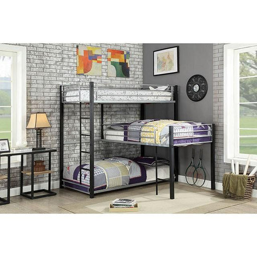 Aubrey Sand Black Twin Triple Decker Bed - Inland Furniture (San Bernardino, CA)
