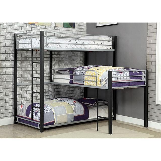 Aubrey Sand Black Twin Triple Decker Bed - Inland Furniture (San Bernardino, CA)