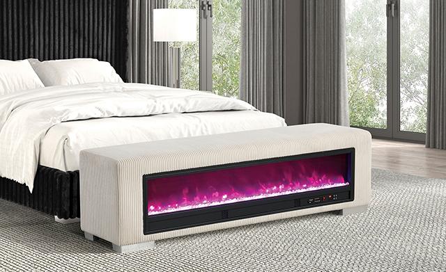 Elnath Bench w/ Visual Crystal Fireplace - Inland Furniture (San Bernardino, CA)