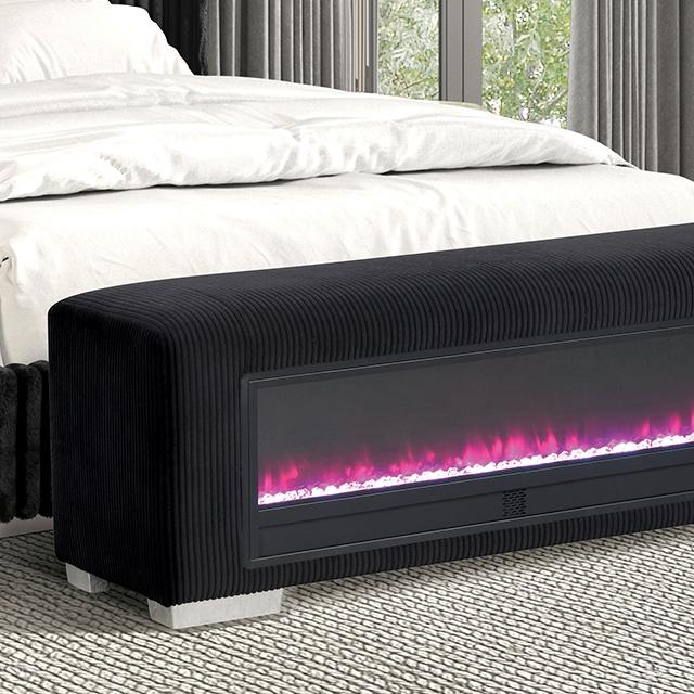 Elnath Bench w/ Visual Crystal Fireplace - Inland Furniture (San Bernardino, CA)