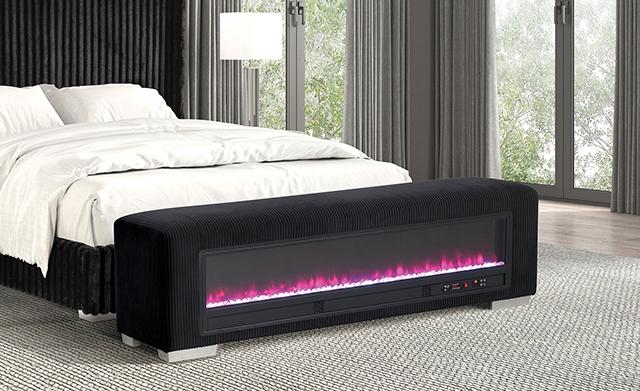 Elnath Bench w/ Visual Crystal Fireplace - Inland Furniture (San Bernardino, CA)