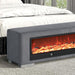 Elnath Bench w/ Visual Wood Log Fireplace Gray - Inland Furniture (San Bernardino, CA)