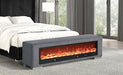 Elnath Bench w/ Visual Wood Log Fireplace Gray - Inland Furniture (San Bernardino, CA)