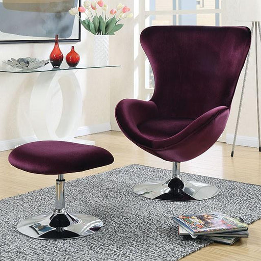 Eloise Purple Accent Chair w/ Ottoman - Inland Furniture (San Bernardino, CA)