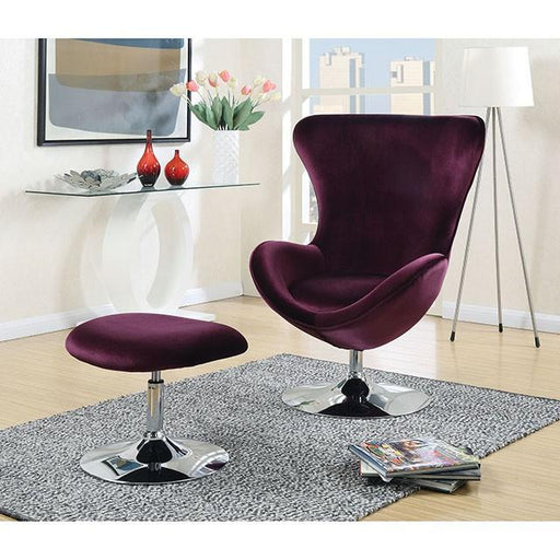 Eloise Purple Accent Chair w/ Ottoman - Inland Furniture (San Bernardino, CA)