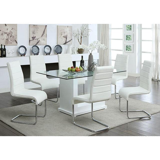 Eva White/Clear Dining Table - Inland Furniture (San Bernardino, CA)