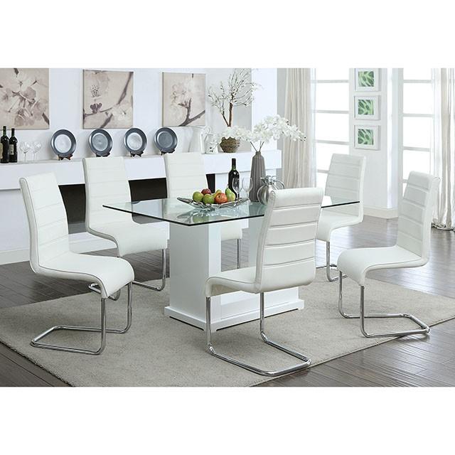 Eva White/Clear Dining Table - Inland Furniture (San Bernardino, CA)