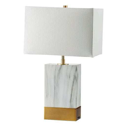 Faith White Marble/Gold 20"H White Marble Gold Table Lamp - Inland Furniture (San Bernardino, CA)