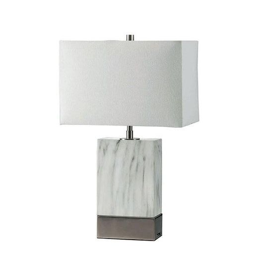 Faith White Marble/Silver 20"H White Marble Steel Table Lamp - Inland Furniture (San Bernardino, CA)