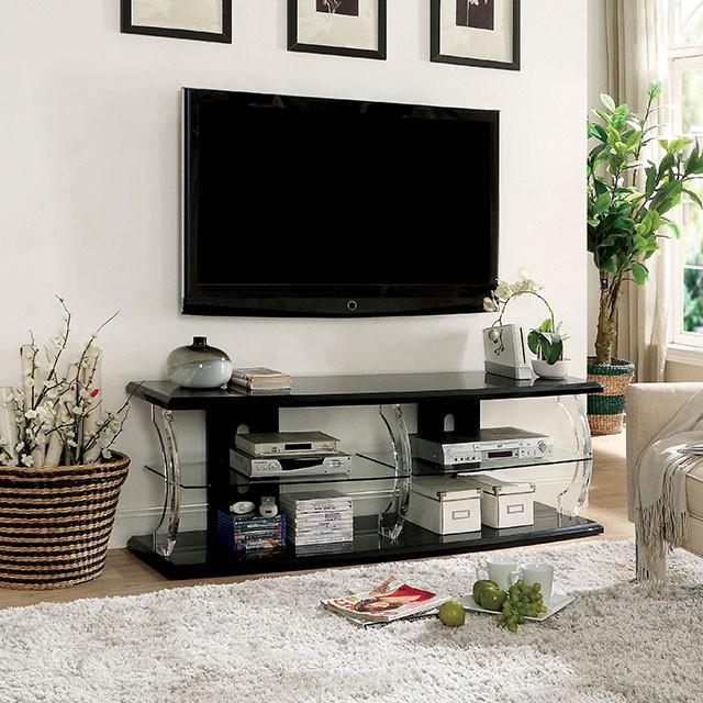 Ernst Black/Clear 60" TV Stand - Inland Furniture (San Bernardino, CA)