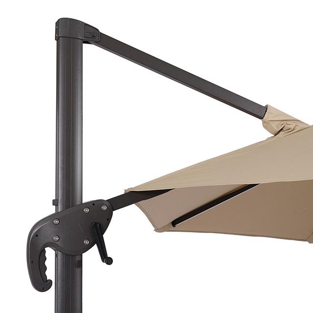 Fera 10 Ft Round Umbrella w/ LED Bulb + 37" Large Base - Inland Furniture (San Bernardino, CA)