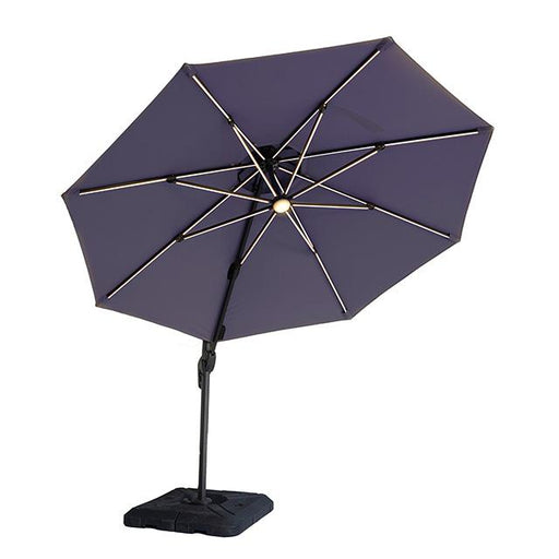 Fera 10 Ft Round Umbrella w/ LED Bulb + 37" Large Base - Inland Furniture (San Bernardino, CA)