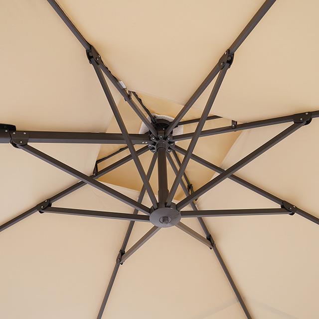 Fida 8 Ft Square Umbrella w/ Double Top + 37" Large Base - Inland Furniture (San Bernardino, CA)