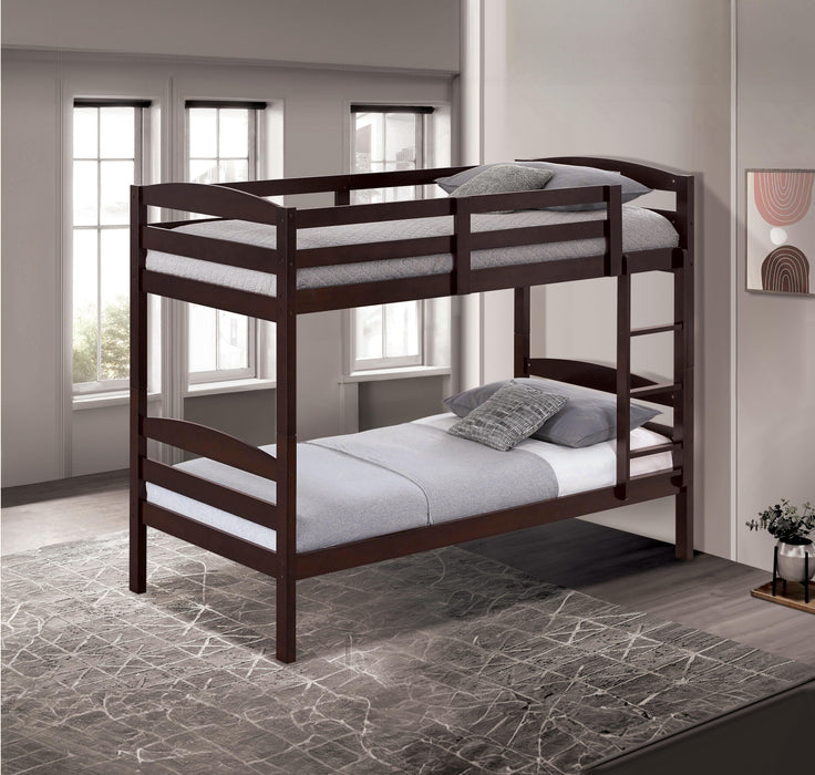 Finsbury Twin Twin Bunk Bed Espresso, Grey & White - Inland Furniture (San Bernardino, CA)