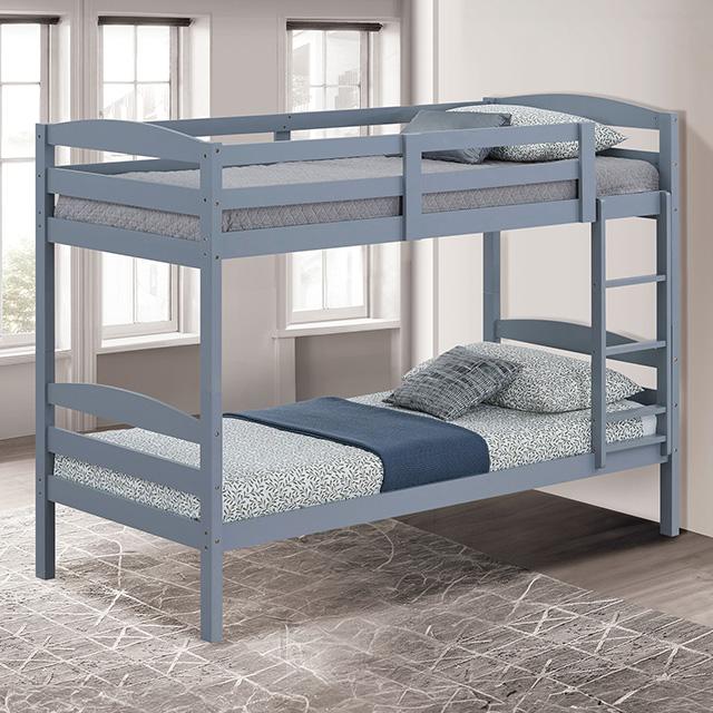 Finsbury Twin Twin Bunk Bed Espresso, Grey & White - Inland Furniture (San Bernardino, CA)
