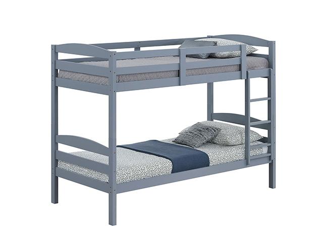 Finsbury Twin Twin Bunk Bed Espresso, Grey & White - Inland Furniture (San Bernardino, CA)