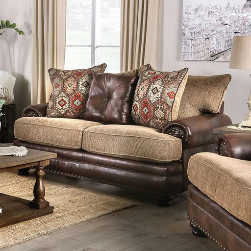 Fletcher Brown/Tan Love Seat - Inland Furniture (San Bernardino, CA)