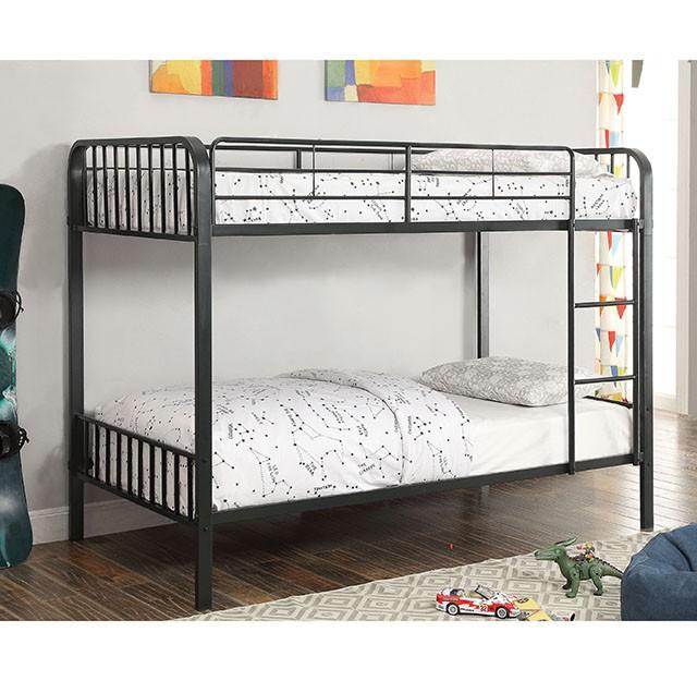 CLEMENT Black Metal Twin/Twin Bunk Bed - Inland Furniture (San Bernardino, CA)