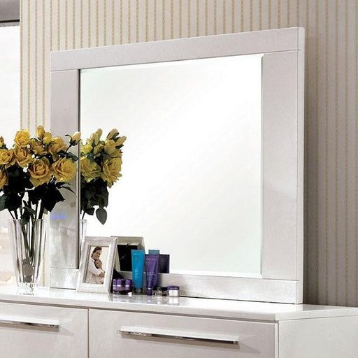 CLEMENTINE Glossy White Mirror - Inland Furniture (San Bernardino, CA)