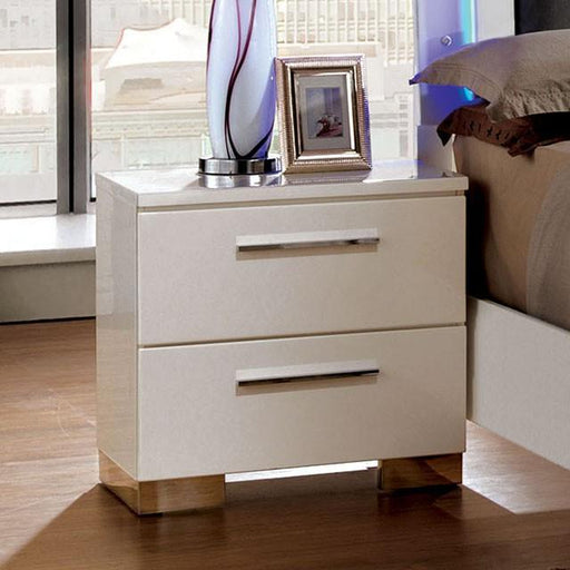 CLEMENTINE Glossy White Night Stand - Inland Furniture (San Bernardino, CA)