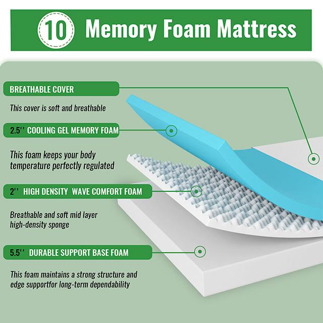 Coreopsis 10" Queen Memory Foam Wave Comfort - Inland Furniture (San Bernardino, CA)