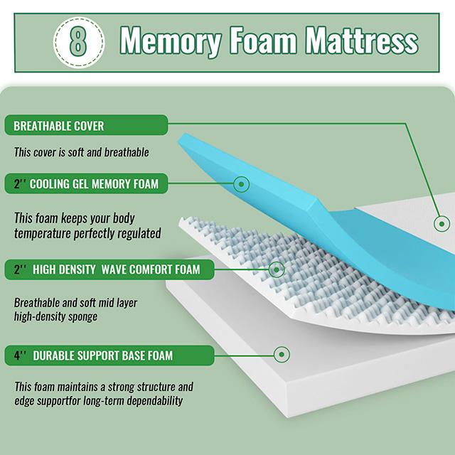 Coreopsis 8" Queen Memory Foam Wave Comfort - Inland Furniture (San Bernardino, CA)