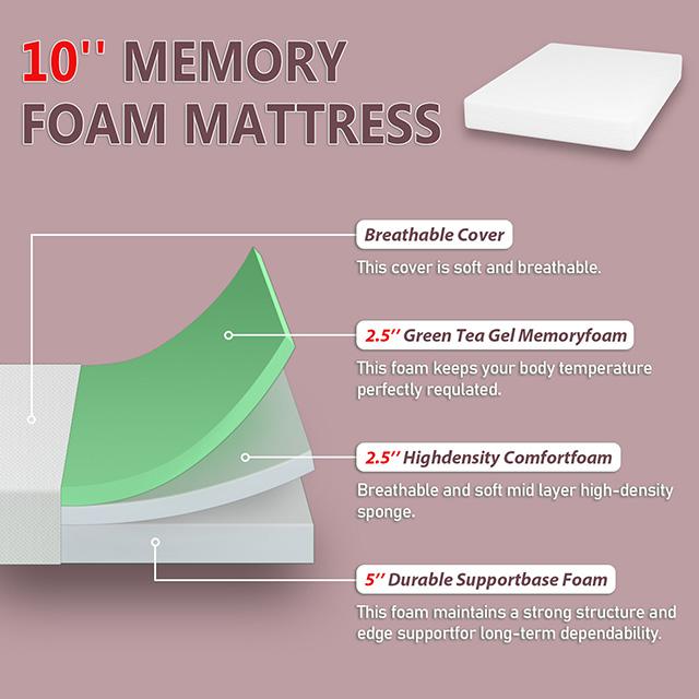Forsythia 10" Queen Green Tea Gel Memory Foam - Inland Furniture (San Bernardino, CA)