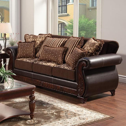 Franklin Dark Brown/Tan Sofa, Dark Brown - Inland Furniture (San Bernardino, CA)