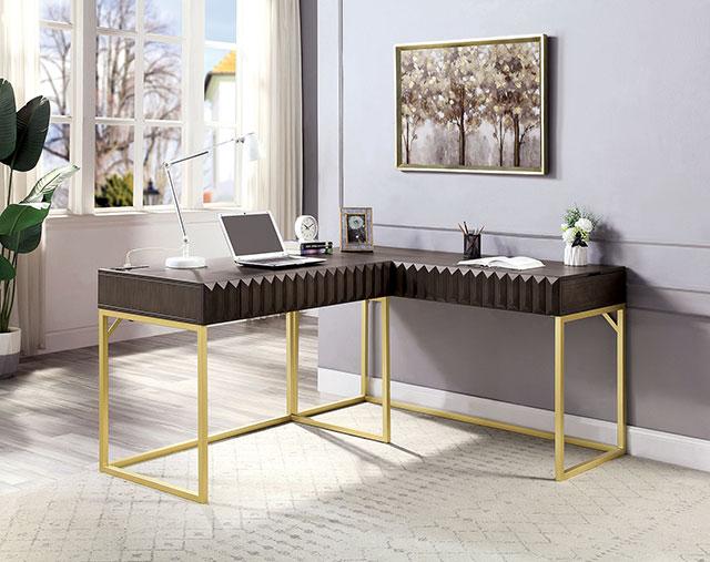 FREIBURG Corner Desk, Walnut - Inland Furniture (San Bernardino, CA)