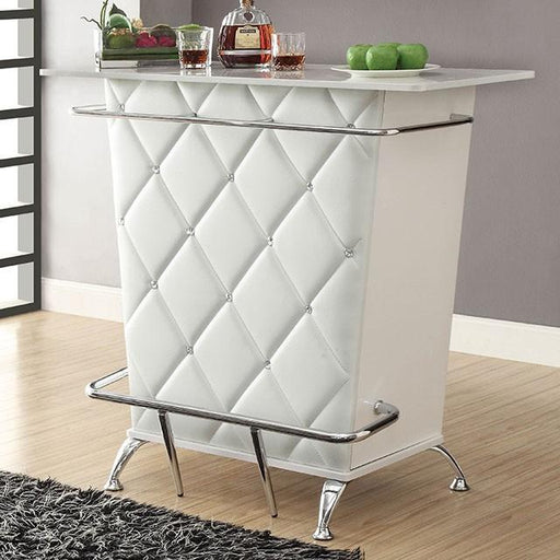 Fuero White/Chrome Bar Table (K/D) - Inland Furniture (San Bernardino, CA)