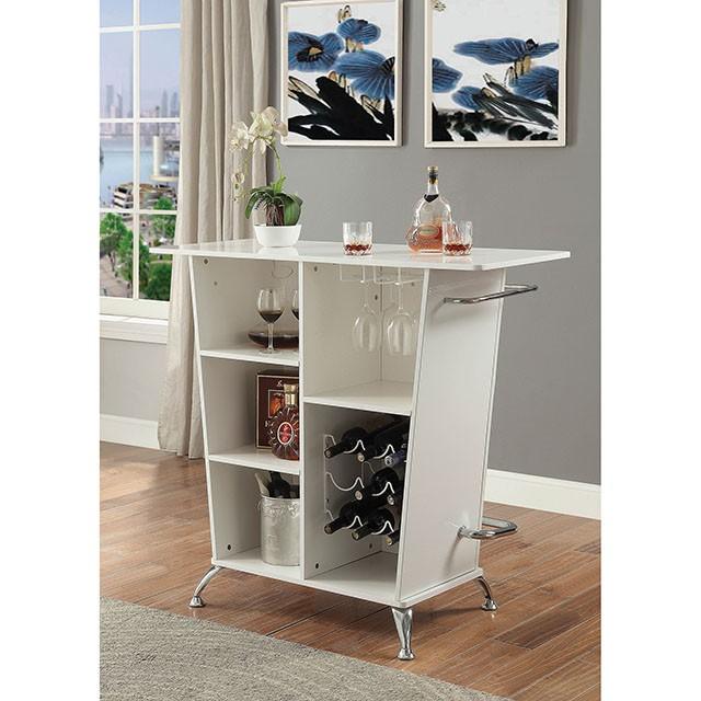 Fuero White/Chrome Bar Table (K/D) - Inland Furniture (San Bernardino, CA)