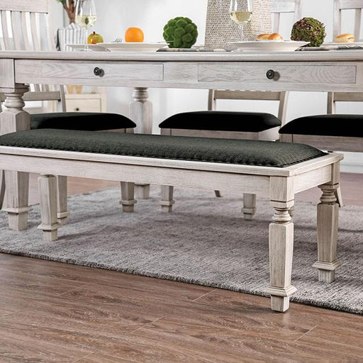 Georgia Antique White/Gray Bench - Inland Furniture (San Bernardino, CA)