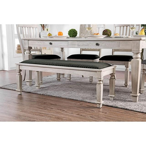 Georgia Antique White/Gray Bench - Inland Furniture (San Bernardino, CA)