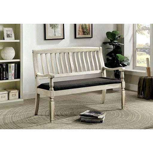 Georgia Antique White/Gray Love Seat Bench - Inland Furniture (San Bernardino, CA)