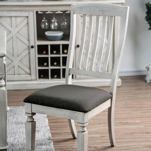 Georgia Antique White/Gray Side Chair (2/CTN) - Inland Furniture (San Bernardino, CA)