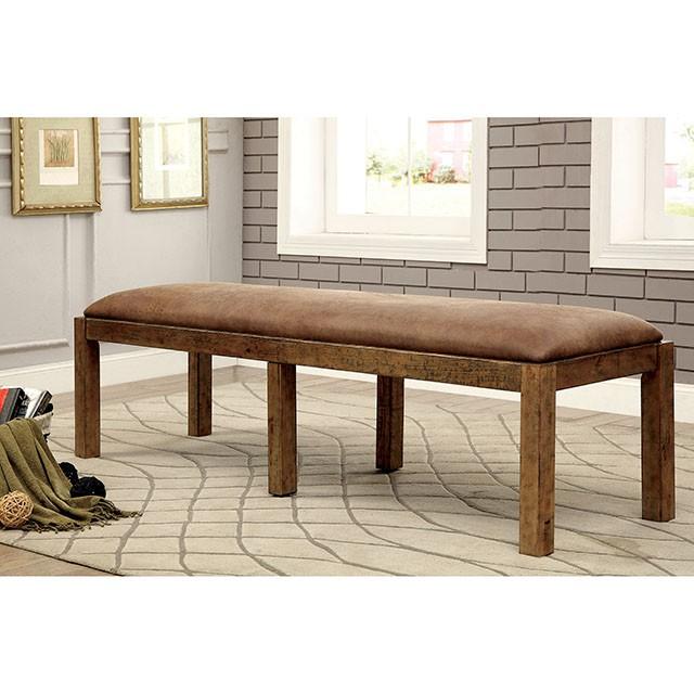 GIANNA Rustic Pine Fabric Bench - Inland Furniture (San Bernardino, CA)