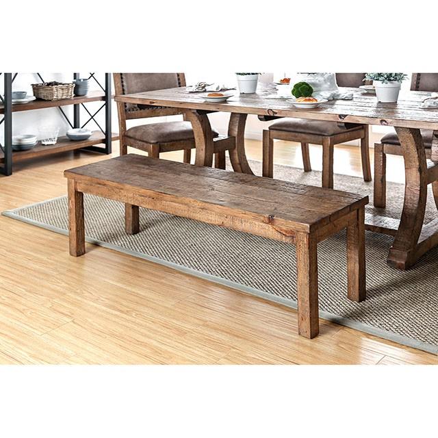 GIANNA Rustic Pine Wooden Bench - Inland Furniture (San Bernardino, CA)