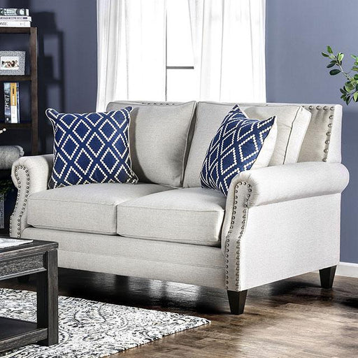 Giovanni Beige/Blue Love Seat - Inland Furniture (San Bernardino, CA)