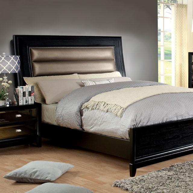 Golva Bed Beige & Black - Inland Furniture (San Bernardino, CA)