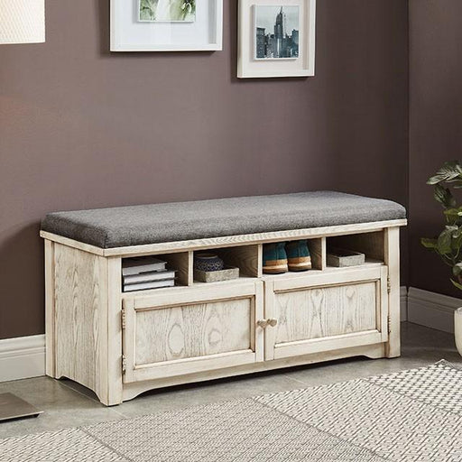 Gwebdolyn Weather White Shoe Bench - Inland Furniture (San Bernardino, CA)