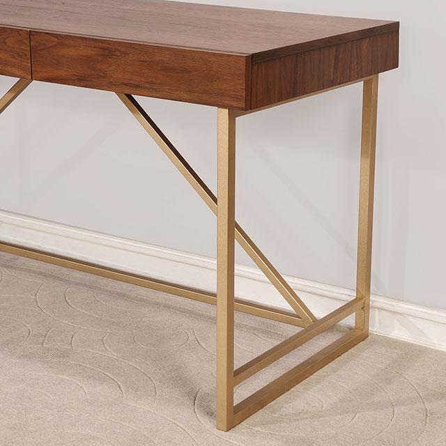 Halstein Light Walnut/Gold Desk - Inland Furniture (San Bernardino, CA)