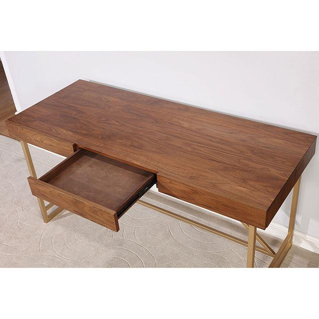 Halstein Light Walnut/Gold Desk - Inland Furniture (San Bernardino, CA)