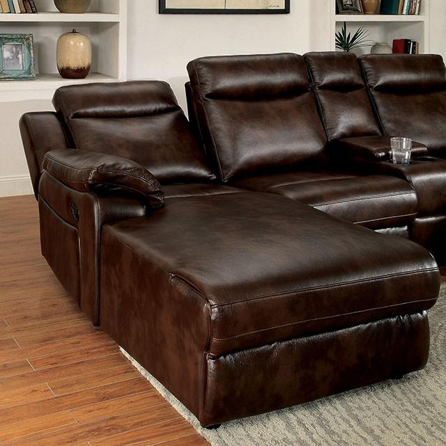 Hardy Brown Sectional w/ Console, Brown - Inland Furniture (San Bernardino, CA)