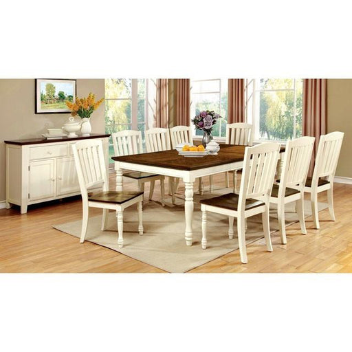 HARRISBURG Vintage White/Dark Oak Dining Table w/ 18" Butterfly Leaf - Inland Furniture (San Bernardino, CA)