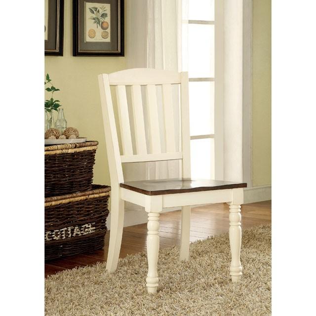 HARRISBURG Vintage White/Dark Oak Side Chair (2/CTN) - Inland Furniture (San Bernardino, CA)
