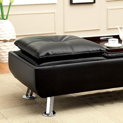 HAUSER II Black/Chrome Ottoman, Black - Inland Furniture (San Bernardino, CA)