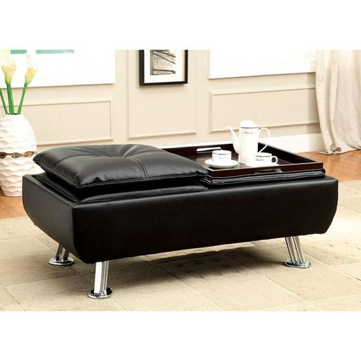HAUSER II Black/Chrome Ottoman, Black - Inland Furniture (San Bernardino, CA)